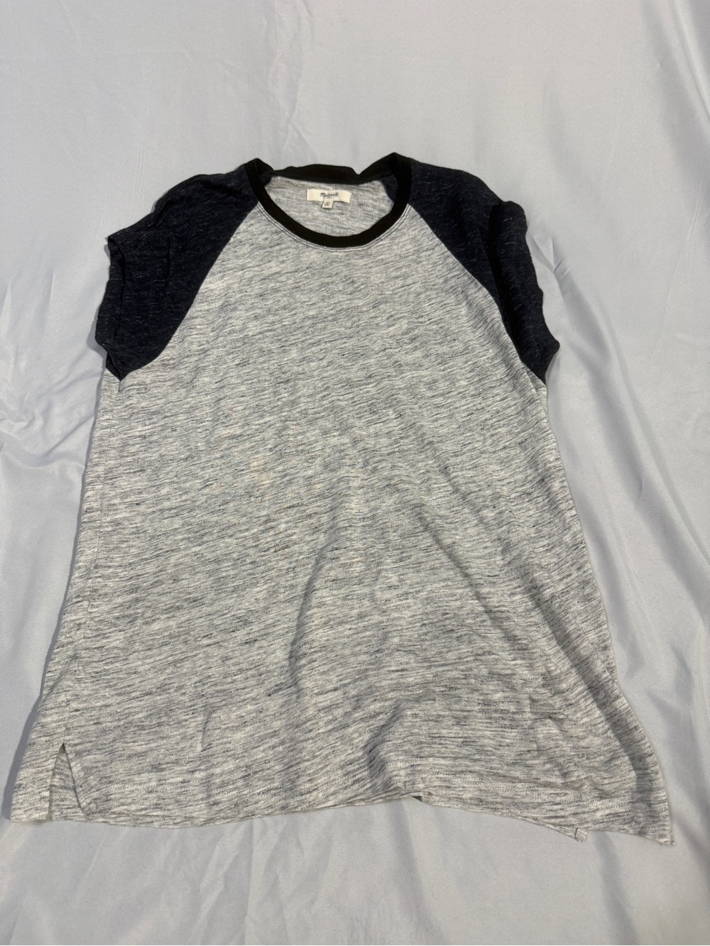Madewell Heather Gray Raglan Tee with Black Sleeves